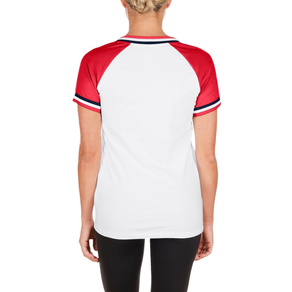 White St. Louis Cardinals New Era Women's Jersey Double Binding Raglan V-Neck T-Shirt