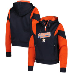 Navy Houston Astros New Era Women's Color Block Fleece Quarter-Zip Hoodie