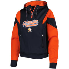 Navy Houston Astros New Era Women's Color Block Fleece Quarter-Zip Hoodie