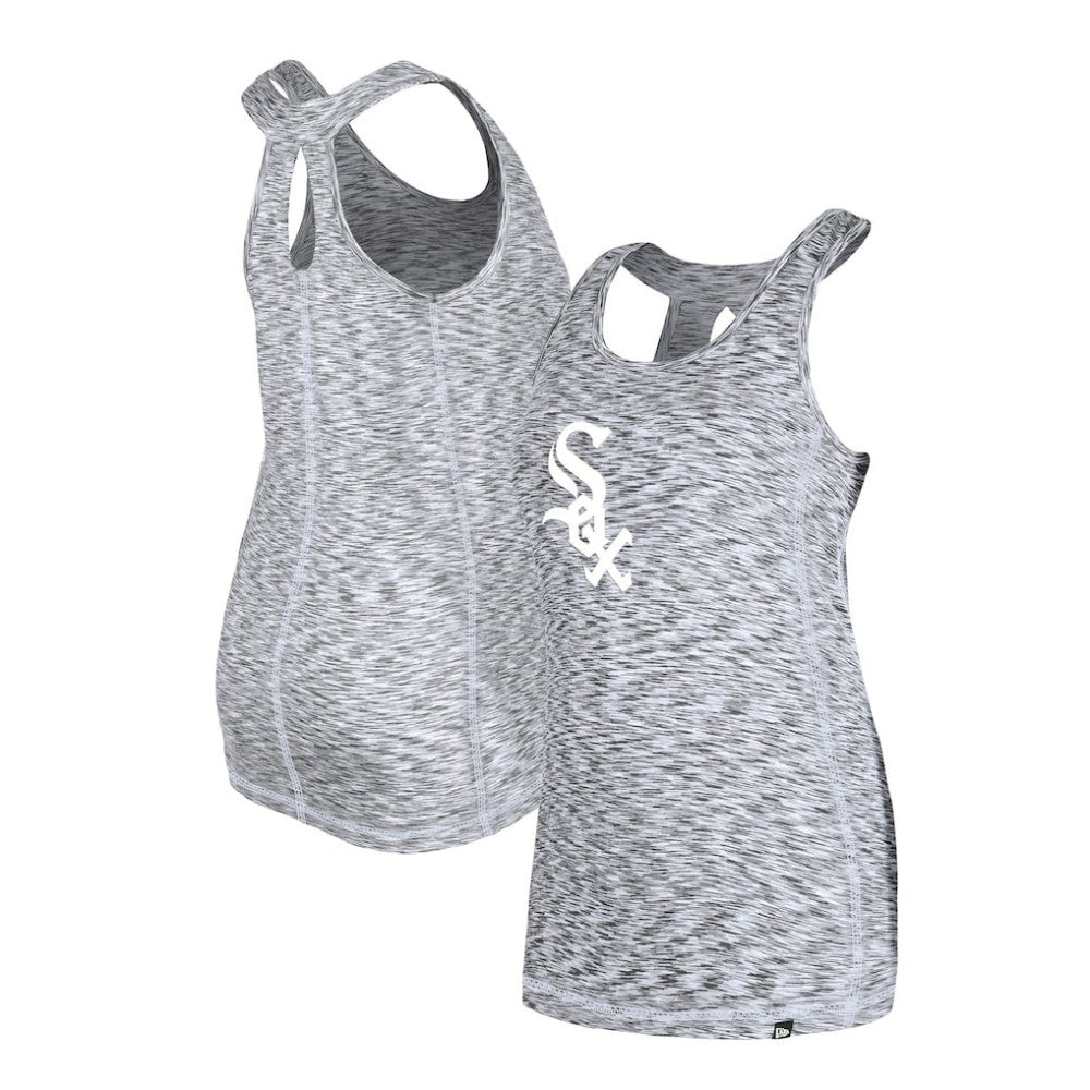 Black Chicago White Sox New Era Women's Space Dye Keyhole Back Tank Top