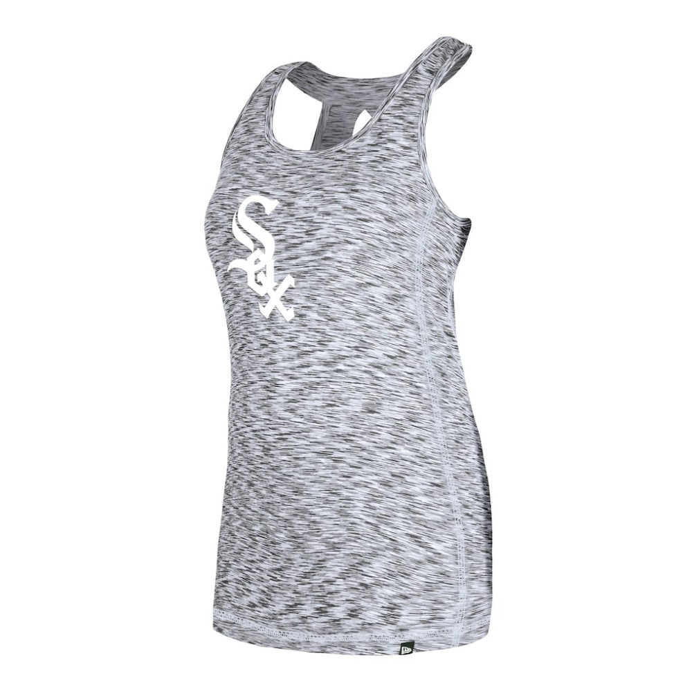 Black Chicago White Sox New Era Women's Space Dye Keyhole Back Tank Top