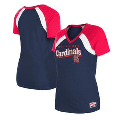 Navy St. Louis Cardinals New Era Women's Heathered Raglan V-Neck T-Shirt