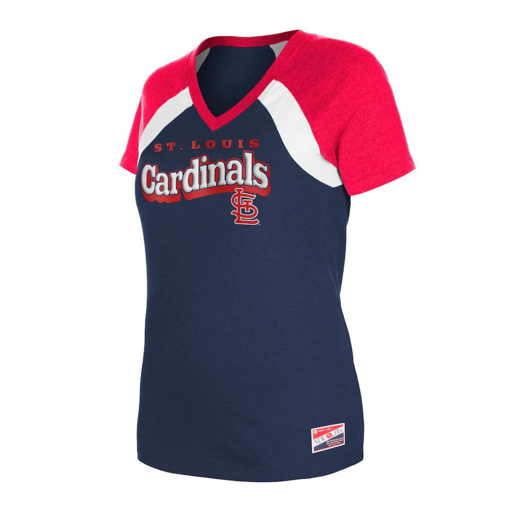 Navy St. Louis Cardinals New Era Women's Heathered Raglan V-Neck T-Shirt