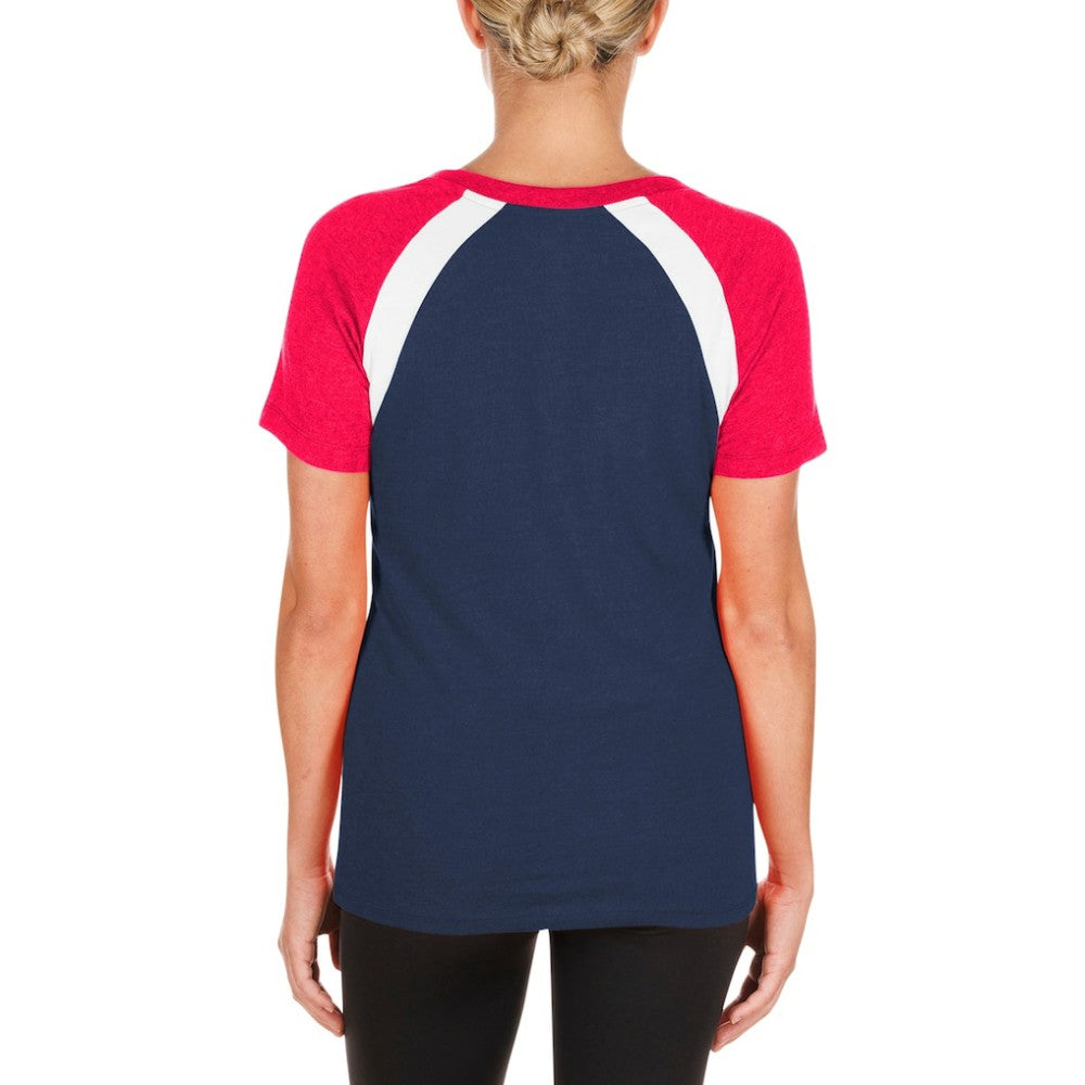 Navy Los Angeles Angels New Era Women's Heathered Raglan V-Neck T-Shirt