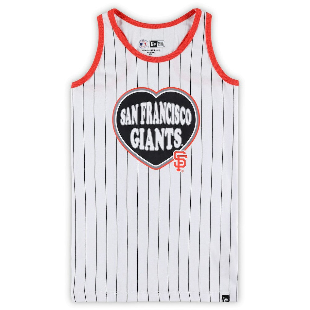White San Francisco Giants New Era Girls Youth Pinstripe Tank Top