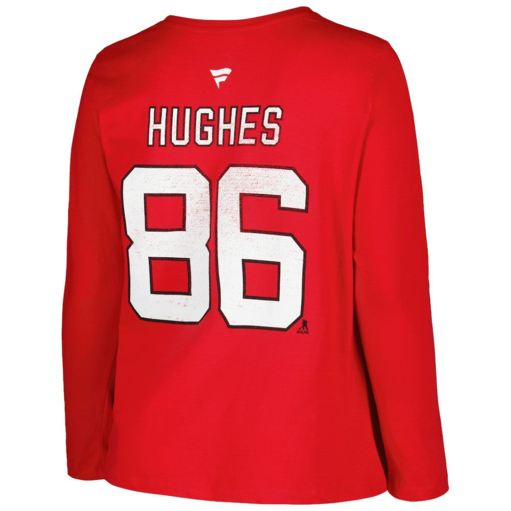NHL New Jersey Devils Profile Women's Plus Size Distressed Printed Name & Number Long Sleeve T-Shirt