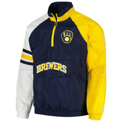 Navy/Gold Milwaukee Brewers Starter Elite Raglan Half-Zip Jacket