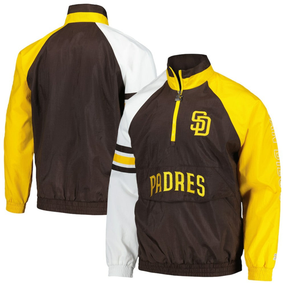 Brown/Gold San Diego Padres Starter Elite Raglan Half-Zip Jacket