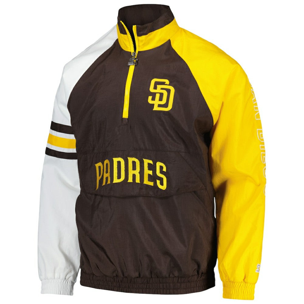 Brown/Gold San Diego Padres Starter Elite Raglan Half-Zip Jacket