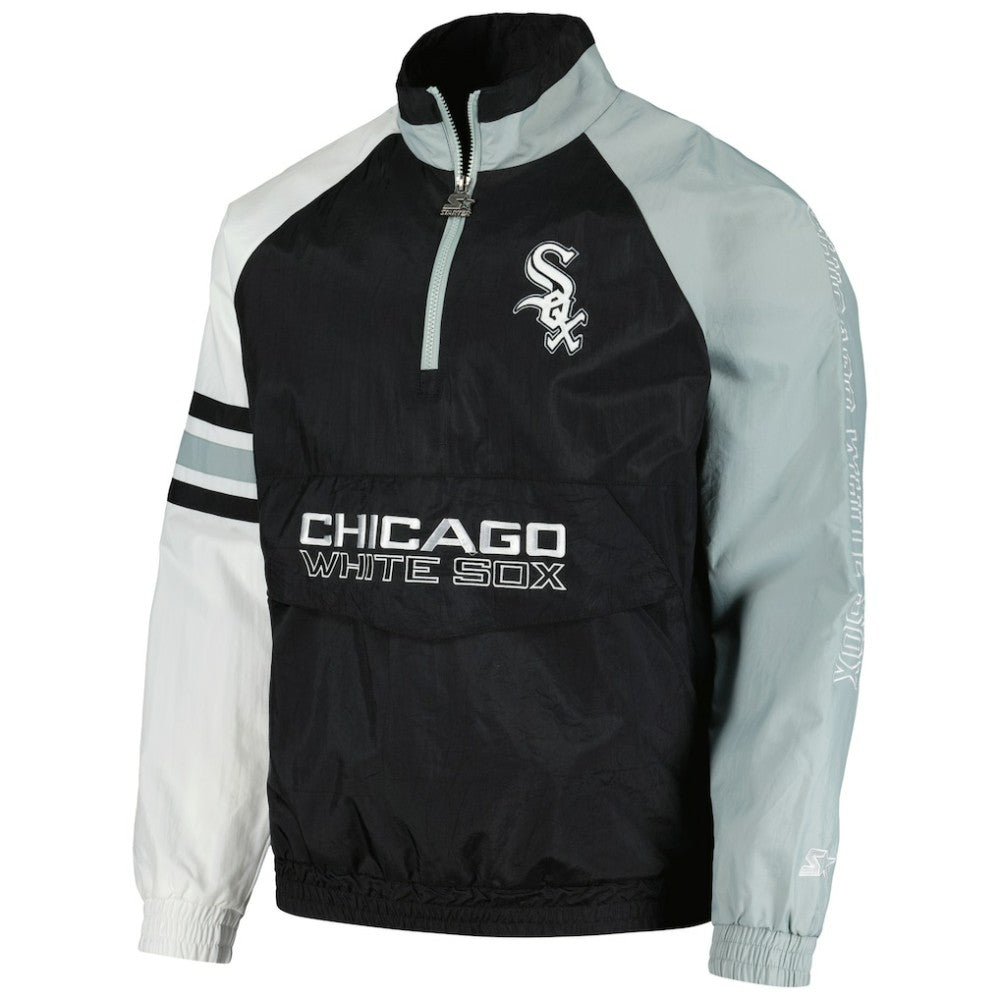 Black/White Chicago White Sox Starter Elite Raglan Half-Zip Jacket