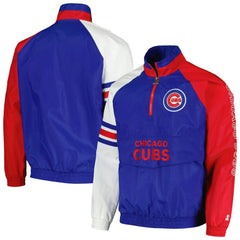Royal/Red Chicago Cubs Starter Elite Raglan Half-Zip Jacket