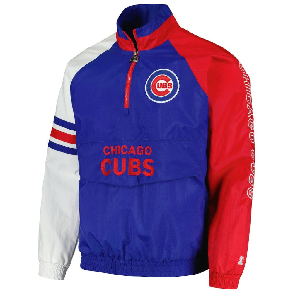 Royal/Red Chicago Cubs Starter Elite Raglan Half-Zip Jacket