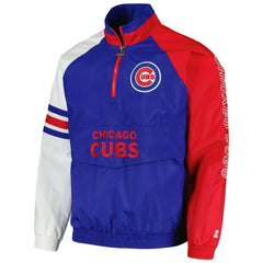 Royal/Red Chicago Cubs Starter Elite Raglan Half-Zip Jacket