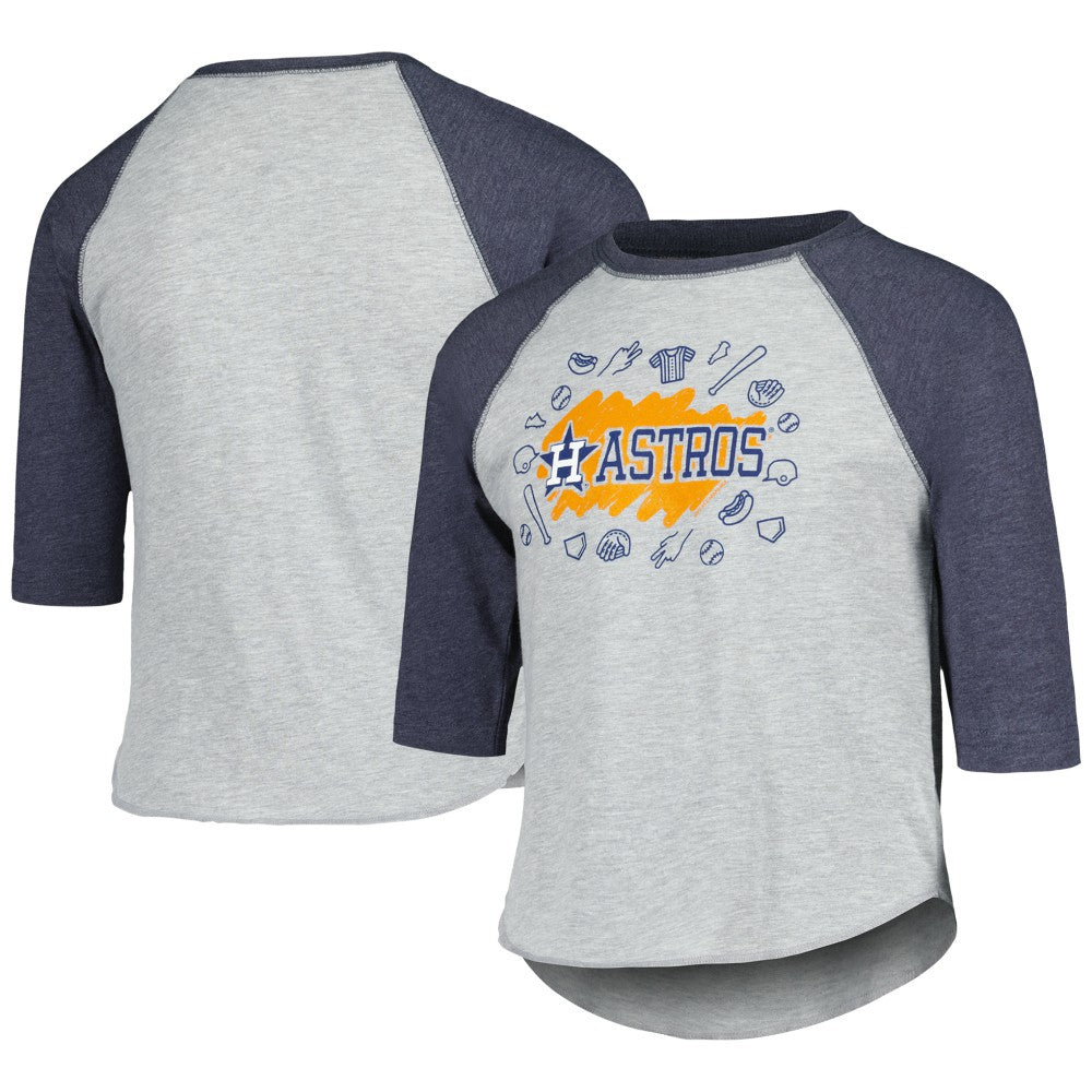 Heather Gray Houston Astros Soft as a Grape Youth Raglan 3/4 Sleeve T-Shirt