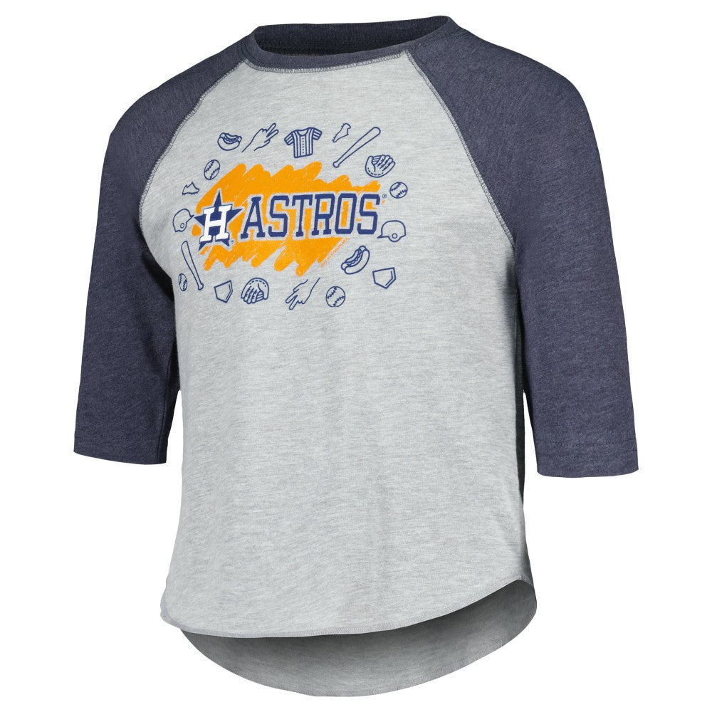 Heather Gray Houston Astros Soft as a Grape Youth Raglan 3/4 Sleeve T-Shirt