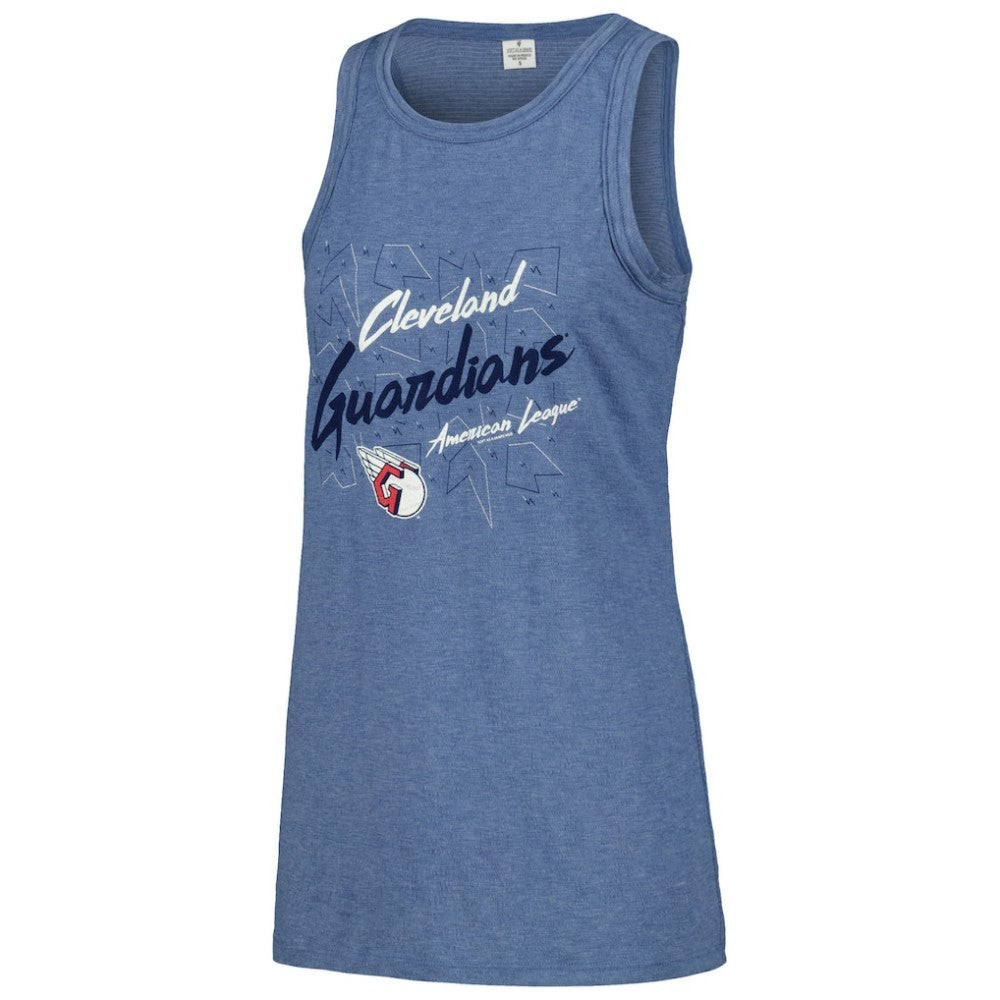 Navy Cleveland Guardians Soft as a Grape Women's Gauze High Neck Tank Top