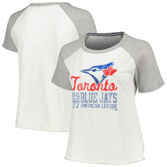 White Toronto Blue Jays Soft as a Grape Women's Plus Size Baseball Raglan T-Shirt