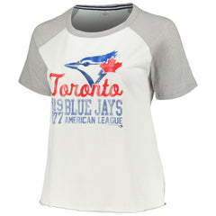White Toronto Blue Jays Soft as a Grape Women's Plus Size Baseball Raglan T-Shirt