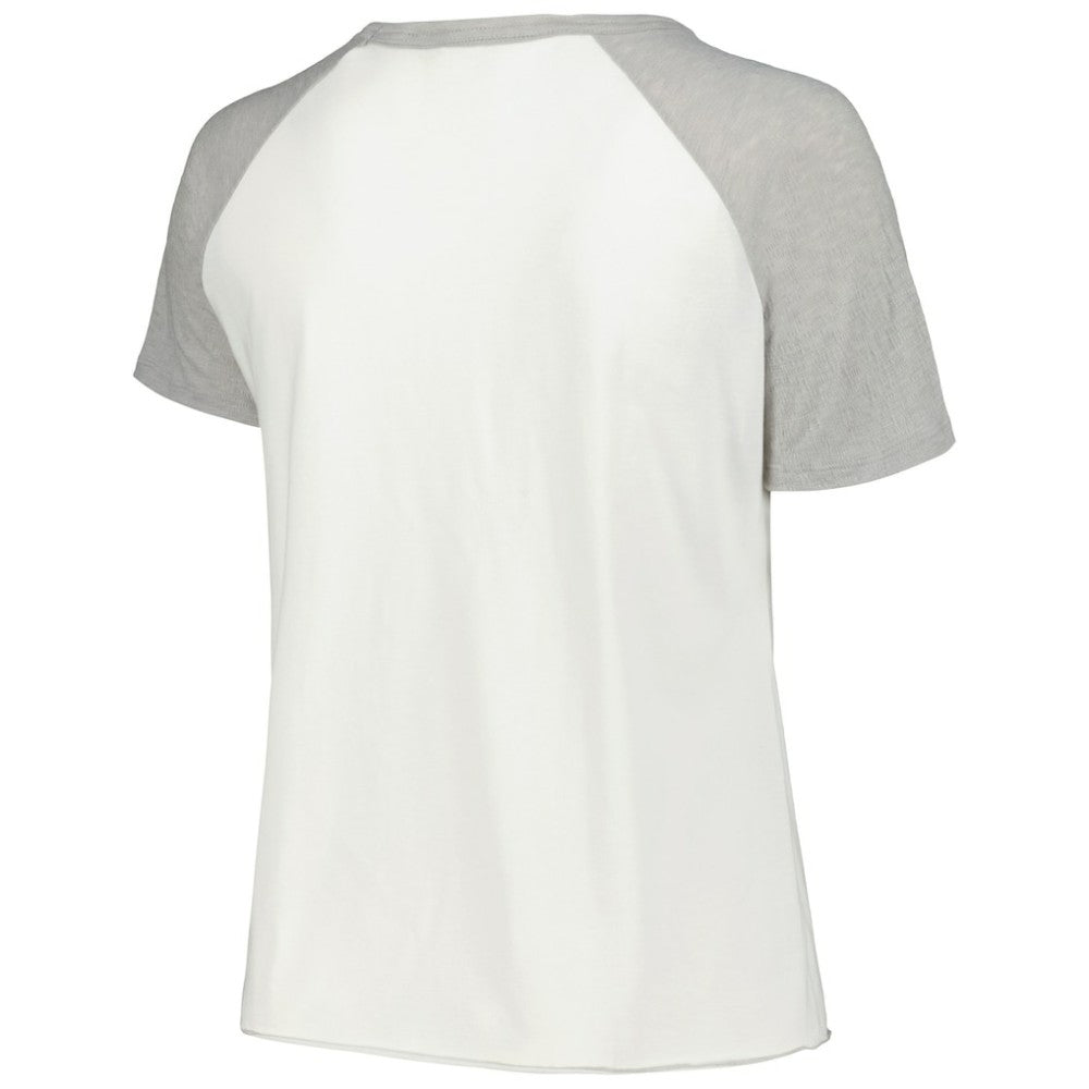 White Toronto Blue Jays Soft as a Grape Women's Plus Size Baseball Raglan T-Shirt