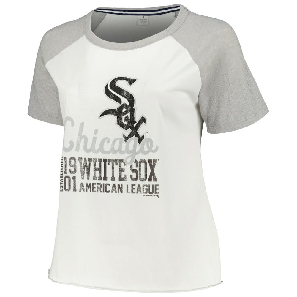 White Chicago White Sox Soft as a Grape Women's Plus Size Baseball Raglan T-Shirt