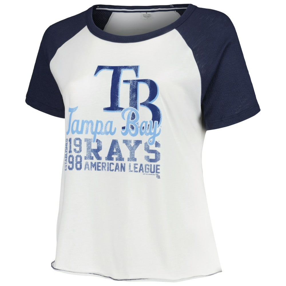 White Tampa Bay Rays Soft as a Grape Women's Plus Size Baseball Raglan T-Shirt