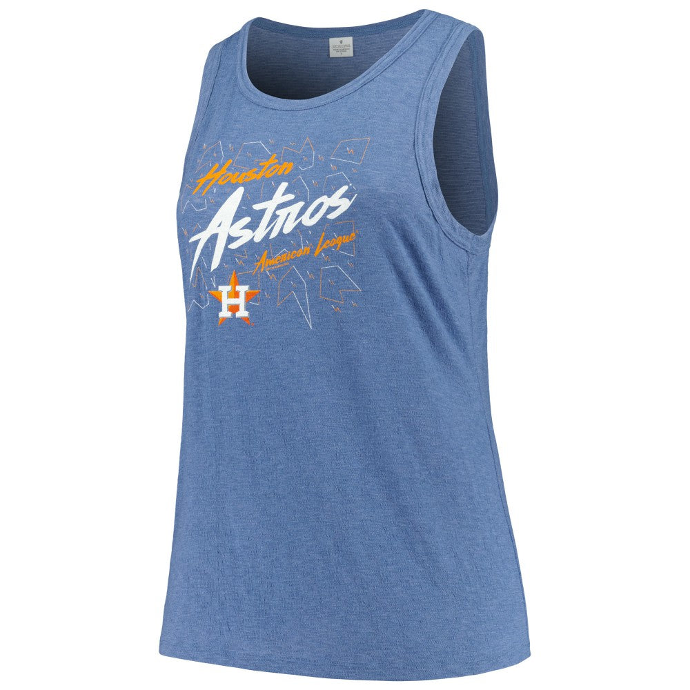 Navy Houston Astros Soft as a Grape Women's Plus Size Curvy High Neck Tri-Blend Tank Top