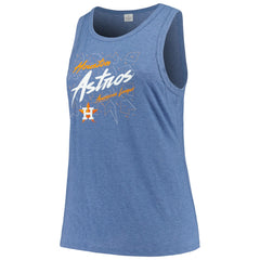 Navy Houston Astros Soft as a Grape Women's Plus Size Curvy High Neck Tri-Blend Tank Top
