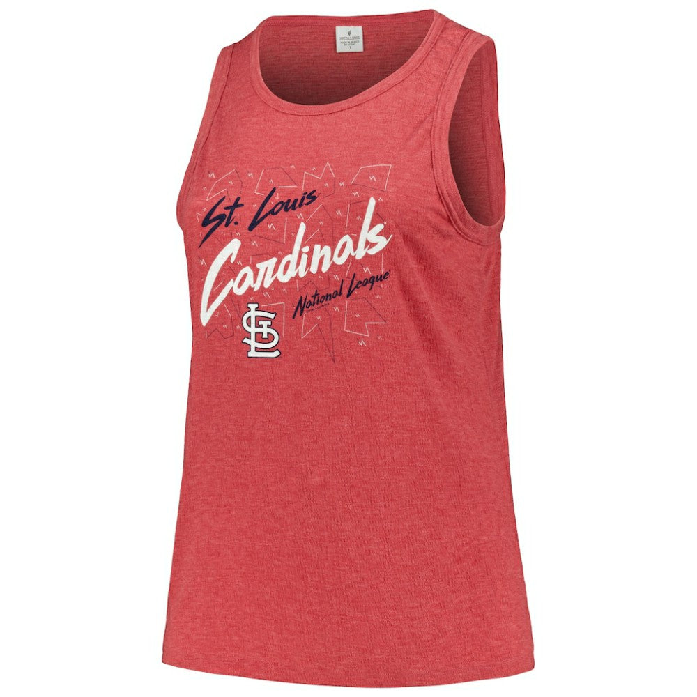 Red St. Louis Cardinals Soft as a Grape Women's Plus Size Curvy High Neck Tri-Blend Tank Top