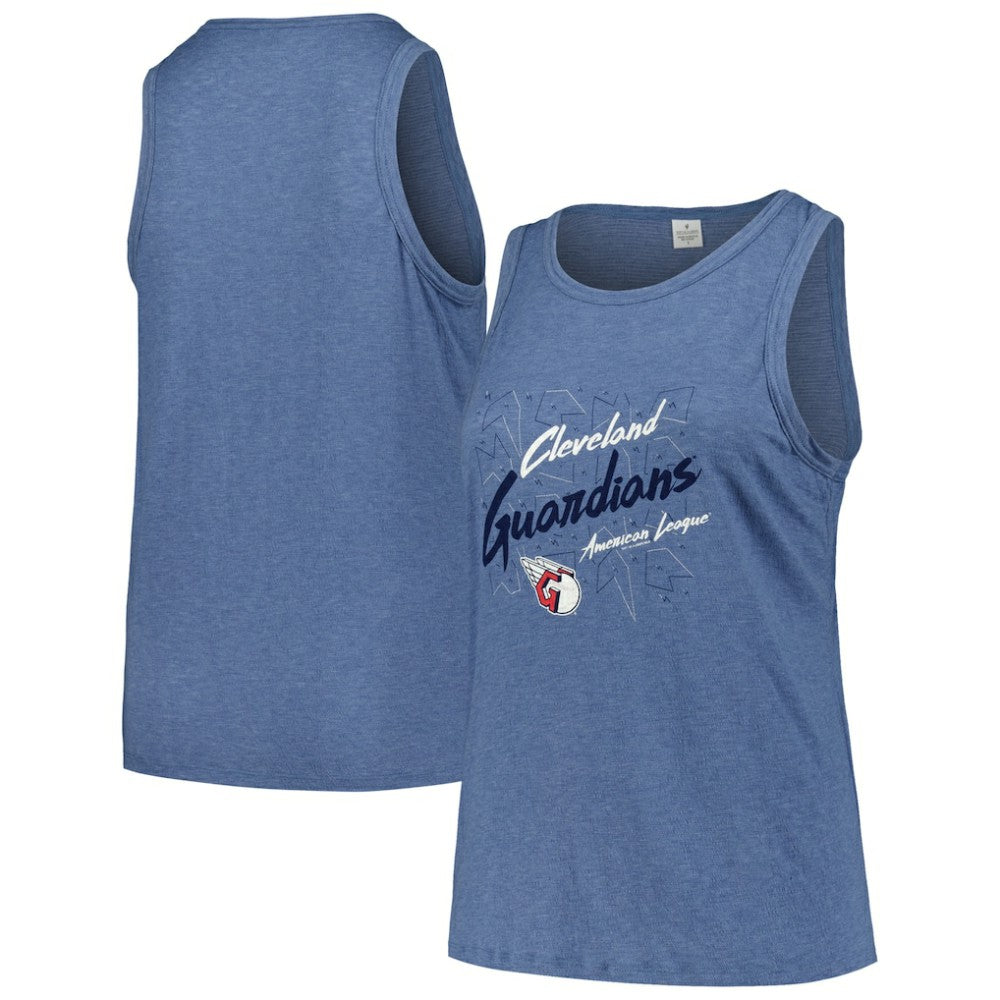 Navy Cleveland Guardians Soft as a Grape Women's Plus Size Curvy High Neck Tri-Blend Tank Top