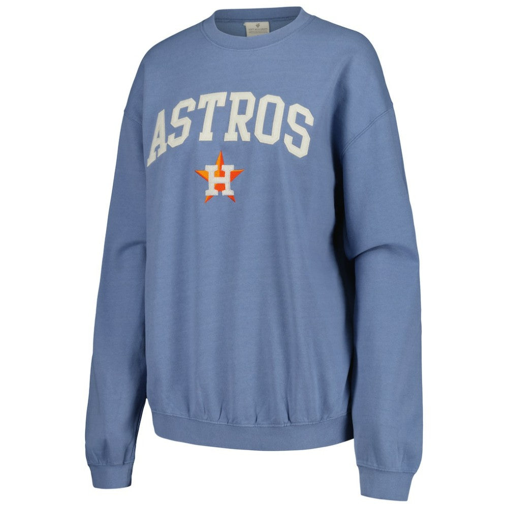 Navy Houston Astros Soft as a Grape Women's Pigment Dye Pullover Sweatshirt