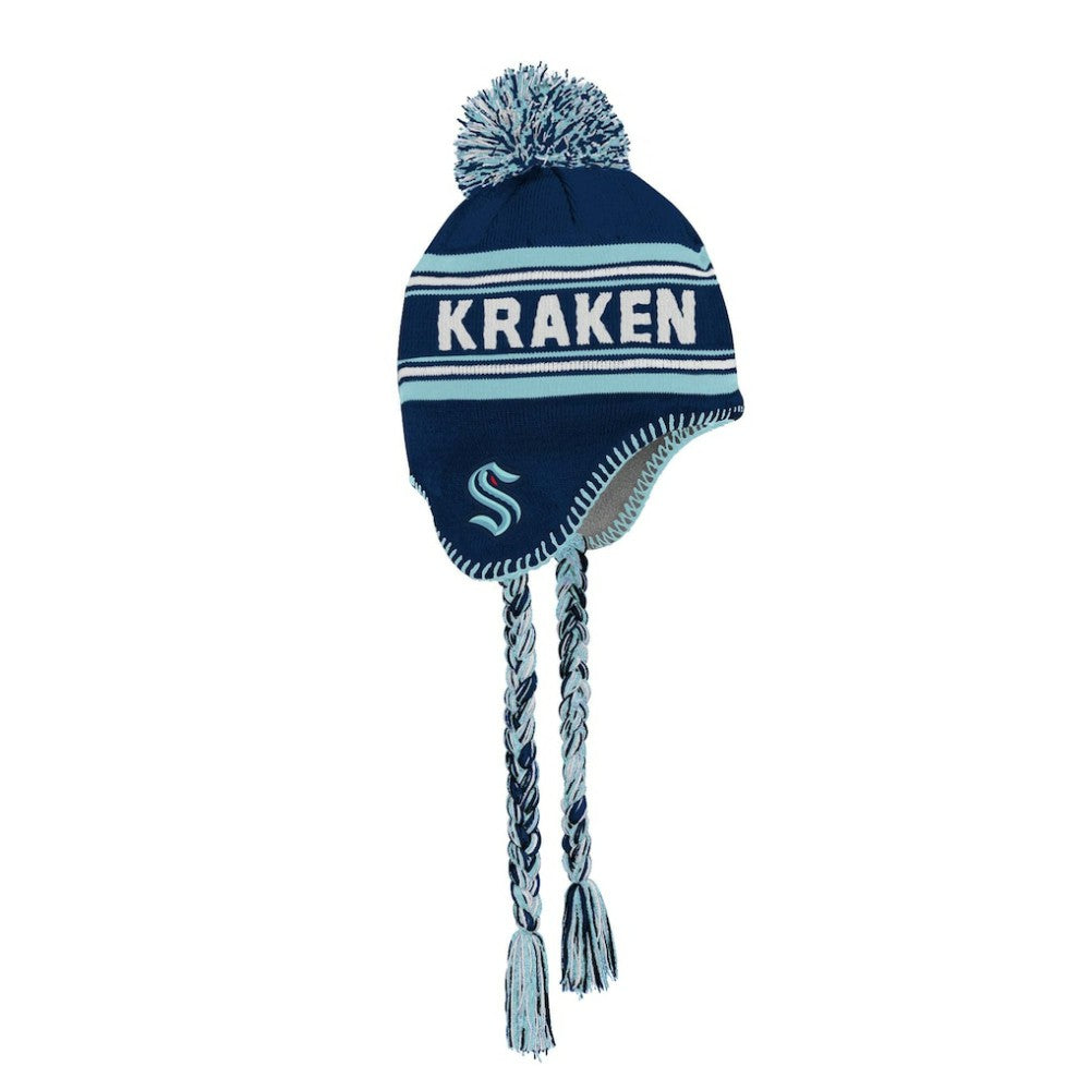 NHL Seattle Kraken Youth Jacquard Tassel Knit Hat with Pom