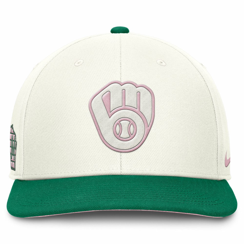 Cream/Green Milwaukee Brewers Nike Sail Pro Performance Snapback Hat
