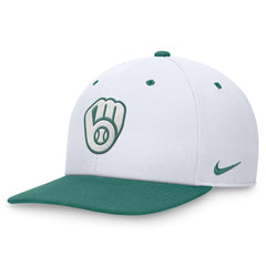 White/Green Milwaukee Brewers Nike Bicoastal Two-Tone Pro Performance Snapback Hat