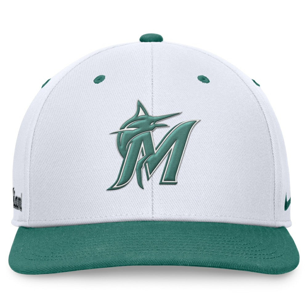 White/Green Miami Marlins Nike Bicoastal Two-Tone Pro Performance Snapback Hat