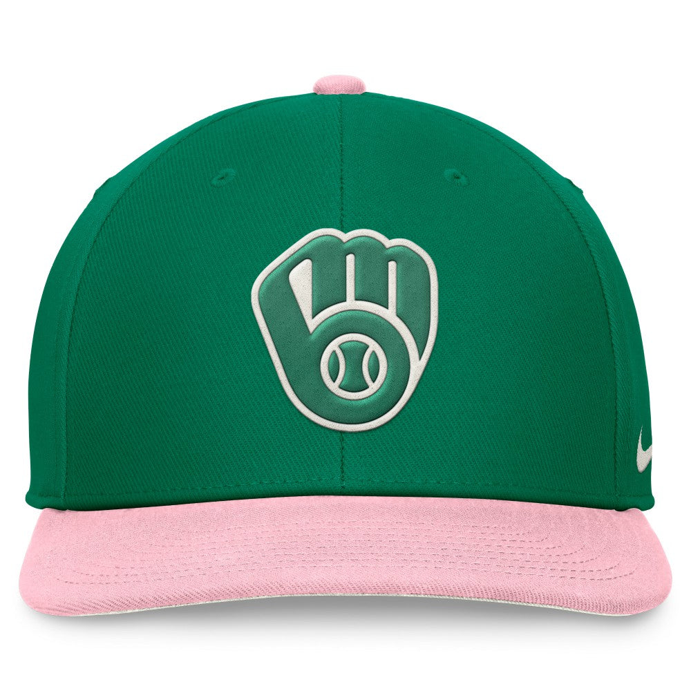 Green/Pink Milwaukee Brewers Nike Malachite Pro Performance Snapback Hat