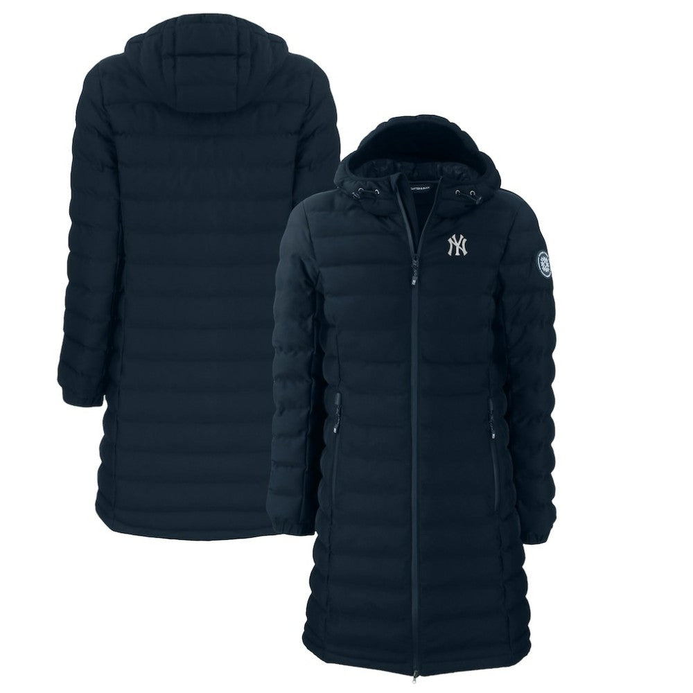 Navy New York Yankees Cutter & Buck Women's Mission Ridge Repreve Eco Insulated Full-Zip Long Puffer Jacket