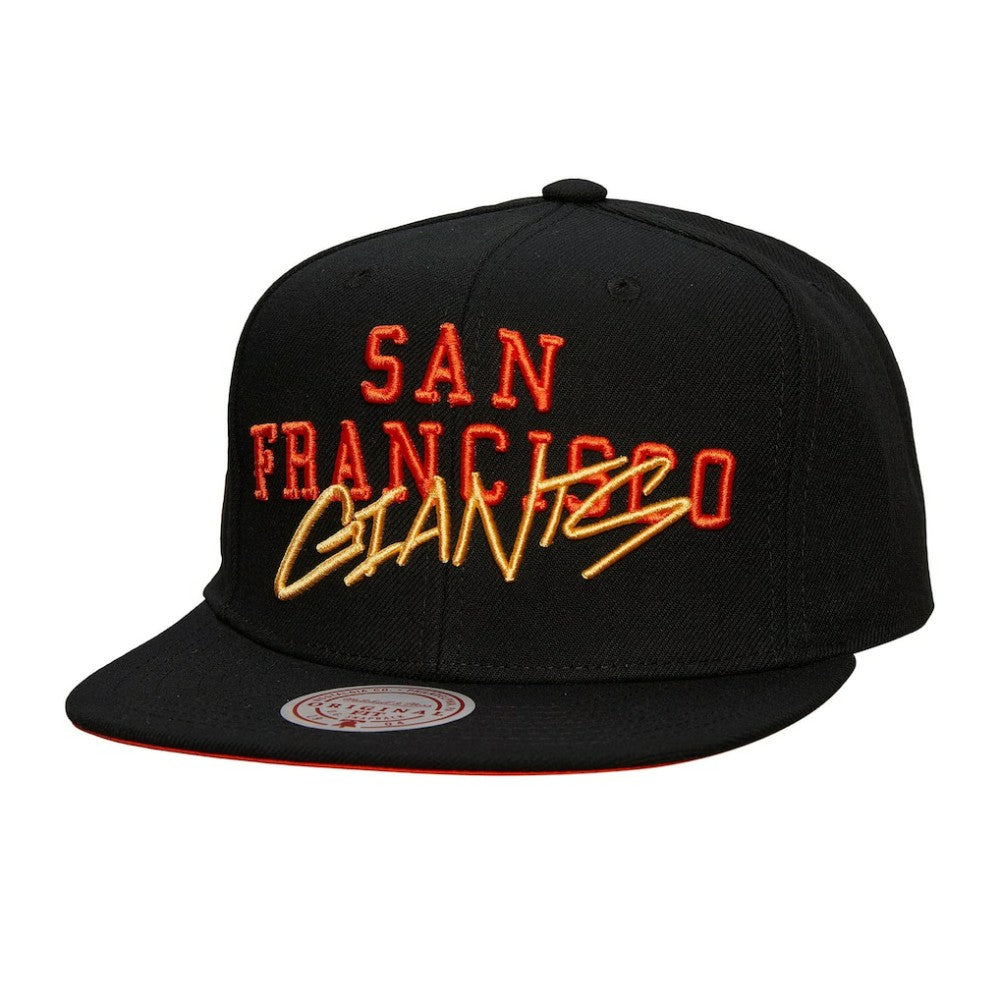 Black San Francisco Giants Mitchell & Ness Team Tagged Snapback Hat