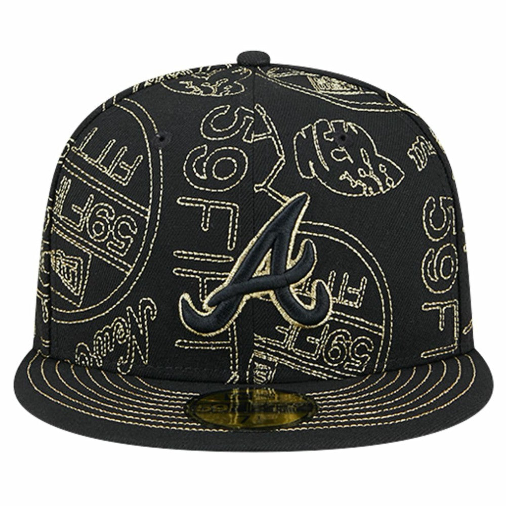 Black Atlanta Braves New Era 59FIFTY Day Allover Fitted Hat