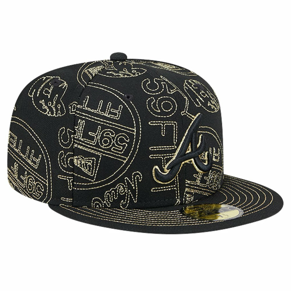 Black Atlanta Braves New Era 59FIFTY Day Allover Fitted Hat