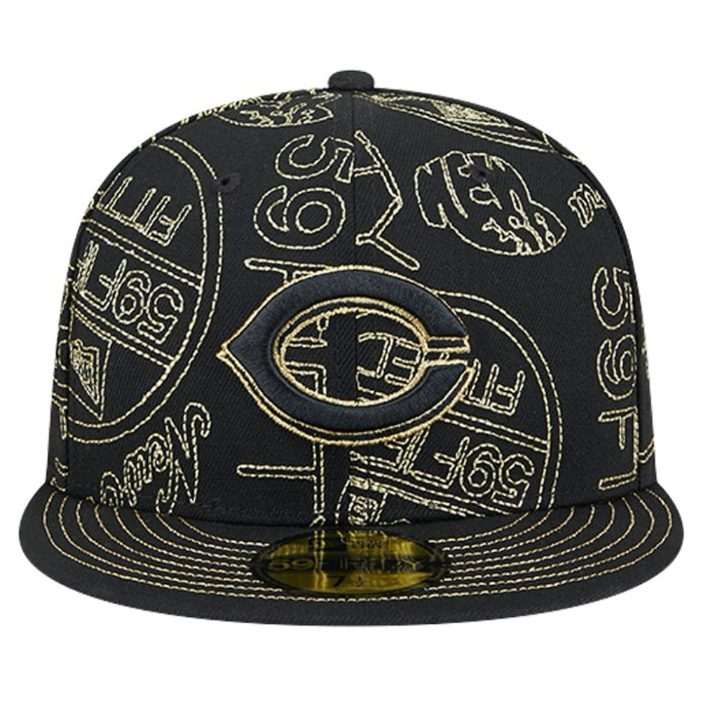 Black Cincinnati Reds New Era 59FIFTY Day Allover Fitted Hat