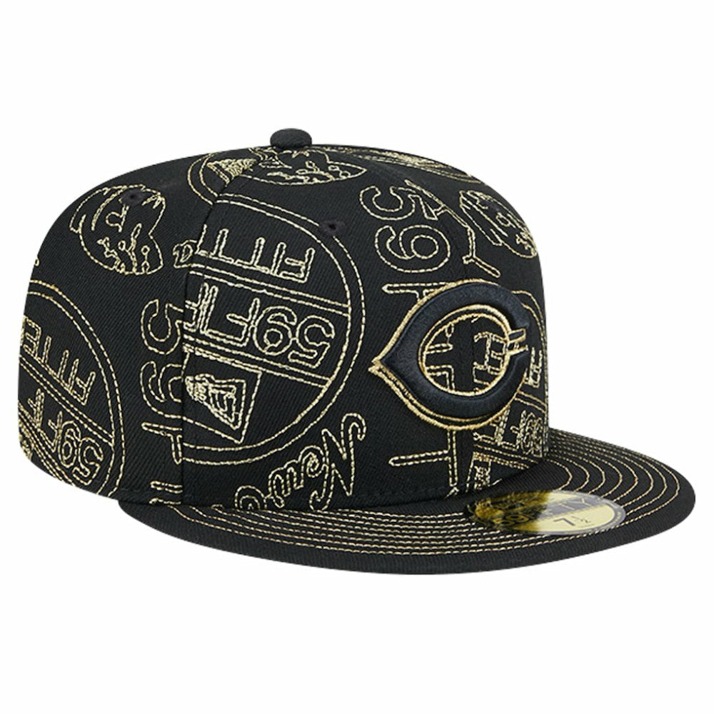 Black Cincinnati Reds New Era 59FIFTY Day Allover Fitted Hat