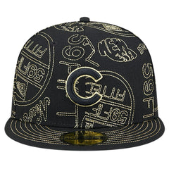 Black Chicago Cubs New Era 59FIFTY Day Allover Fitted Hat