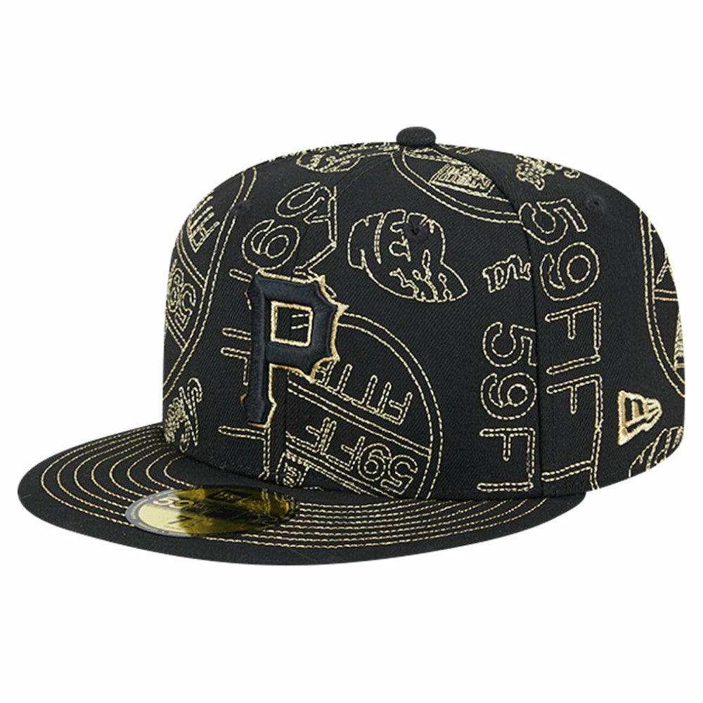 Black Pittsburgh Pirates New Era 59FIFTY Day Allover Fitted Hat