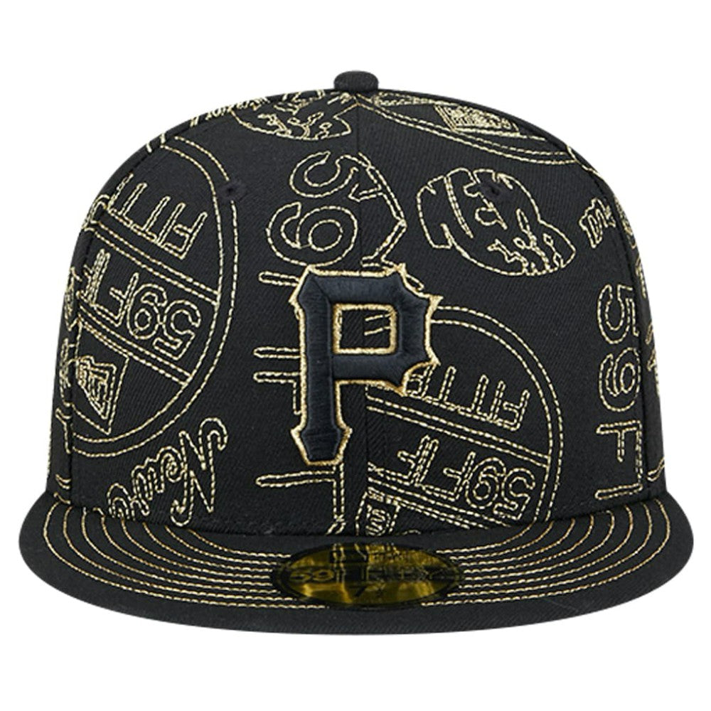 Black Pittsburgh Pirates New Era 59FIFTY Day Allover Fitted Hat