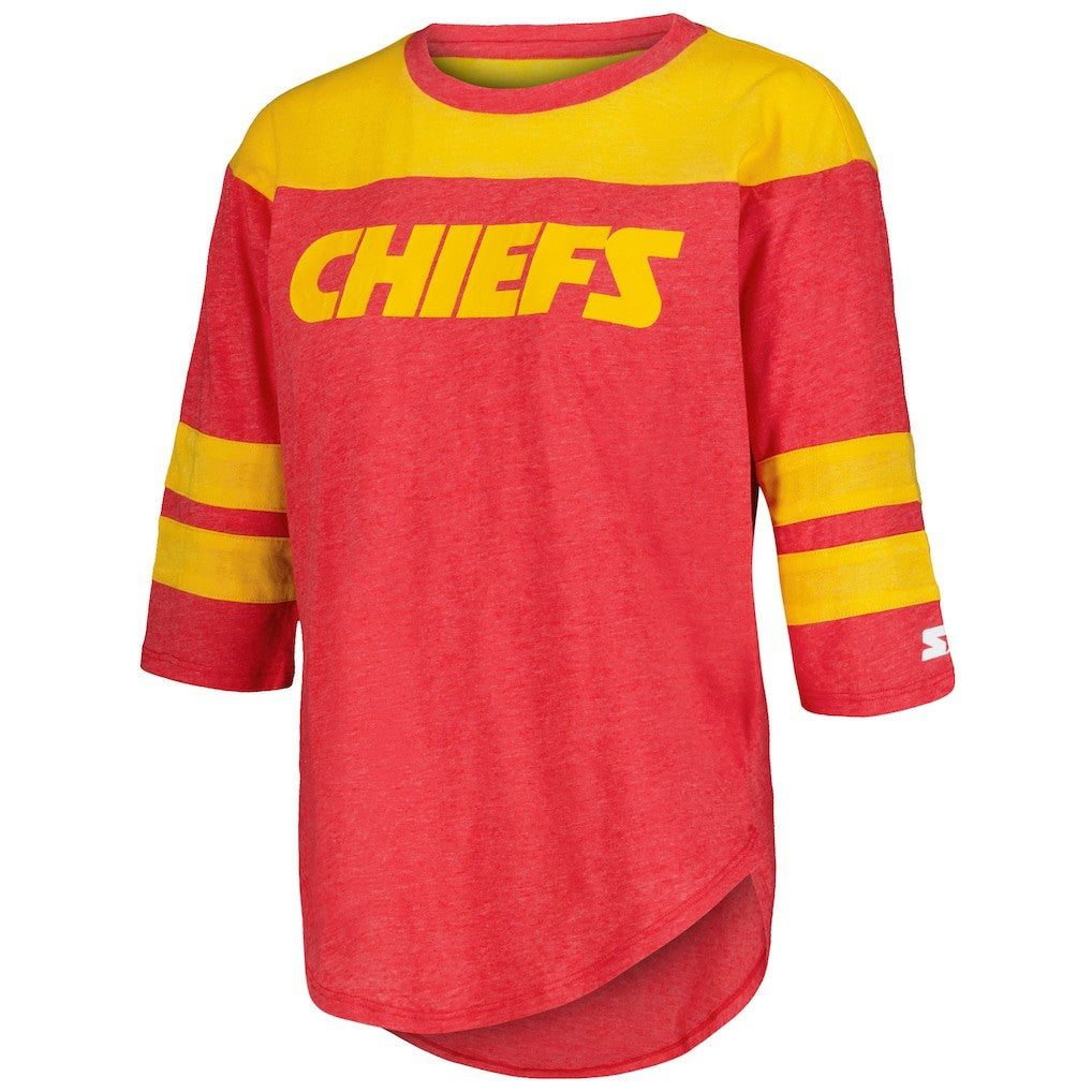 Starter Women's Fullback Tri-Blend 3/4-Sleeve T-Shirt - Kansas City Chiefs T-shirts
