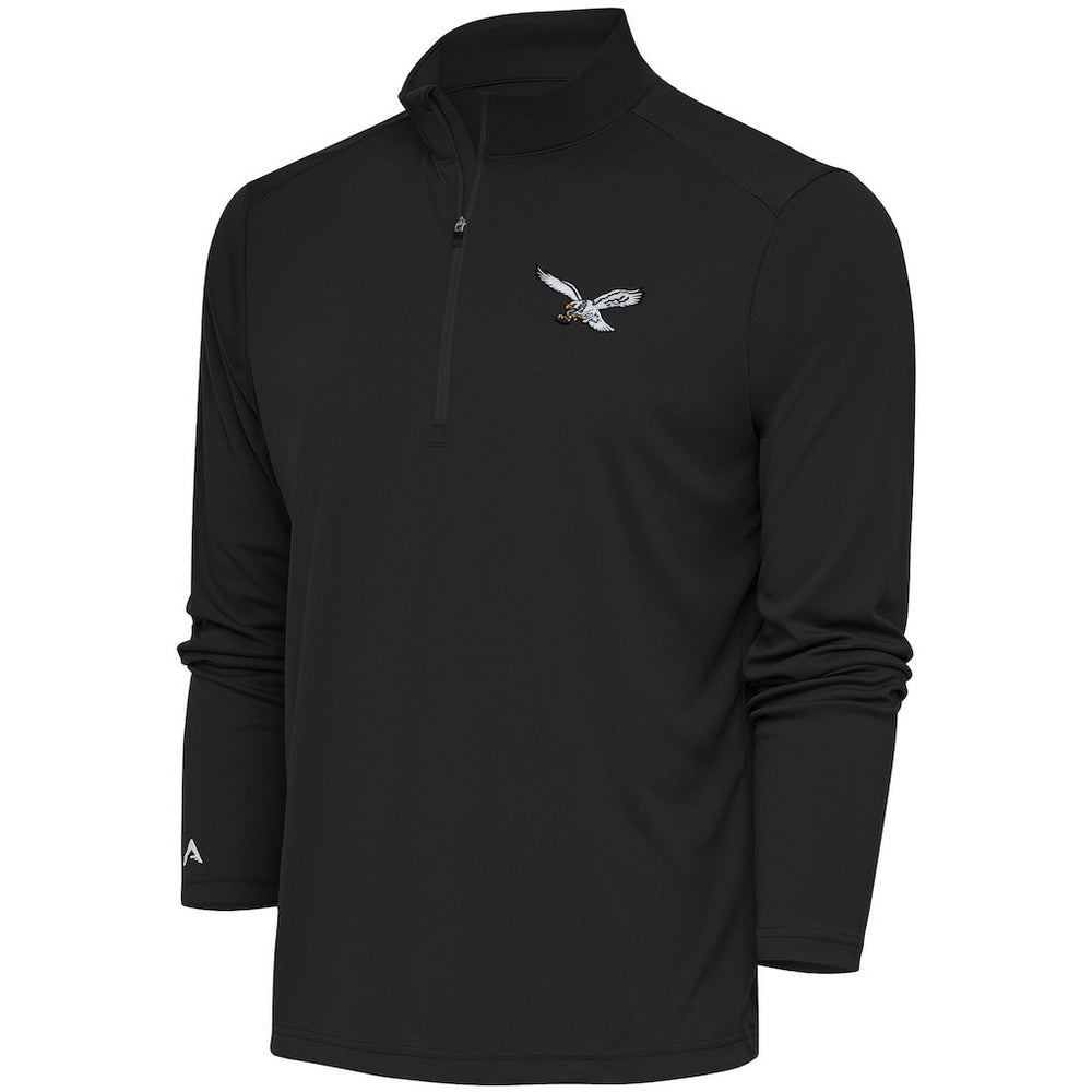 Antigua Throwback Logo Tribute Quarter-Zip Pullover Top - Philadelphia Eagles Pullover