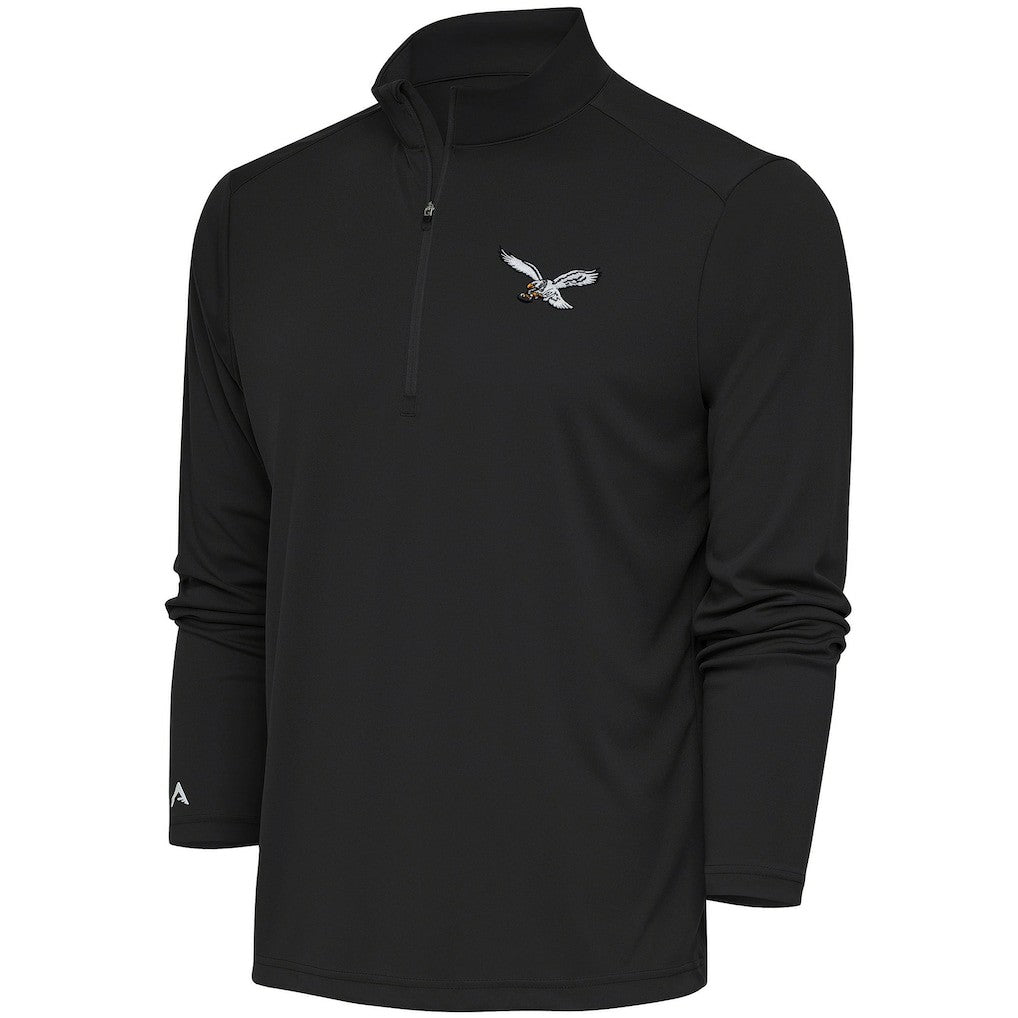 Antigua Throwback Logo Tribute Quarter-Zip Pullover Top - Philadelphia Eagles Pullover