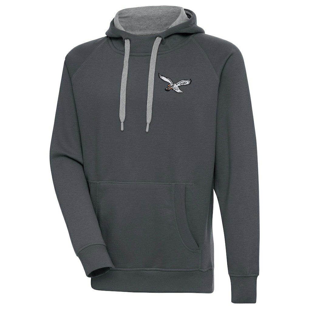 Antigua Throwback Logo Victory Pullover Hoodie - Philadelphia Eagles Hoodies