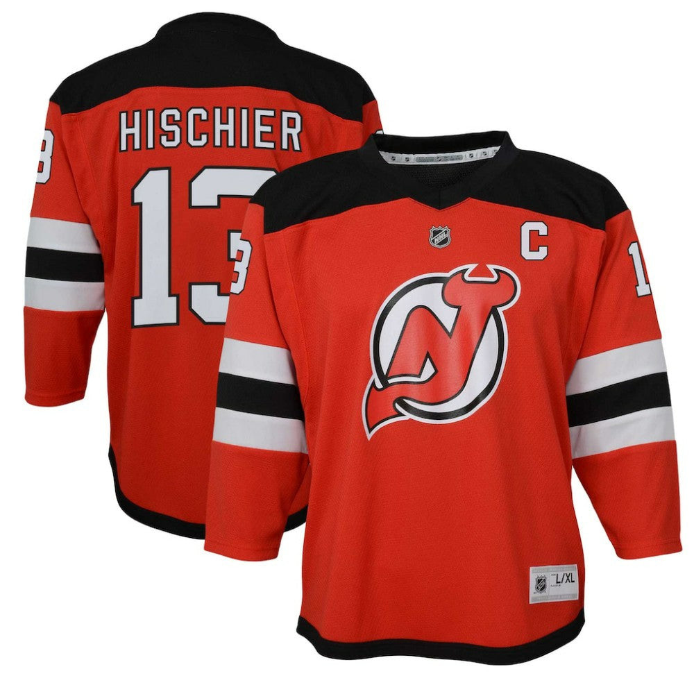 NHL Nico Hischier New Jersey Devils Youth Captain Patch Home Replica Player Jersey