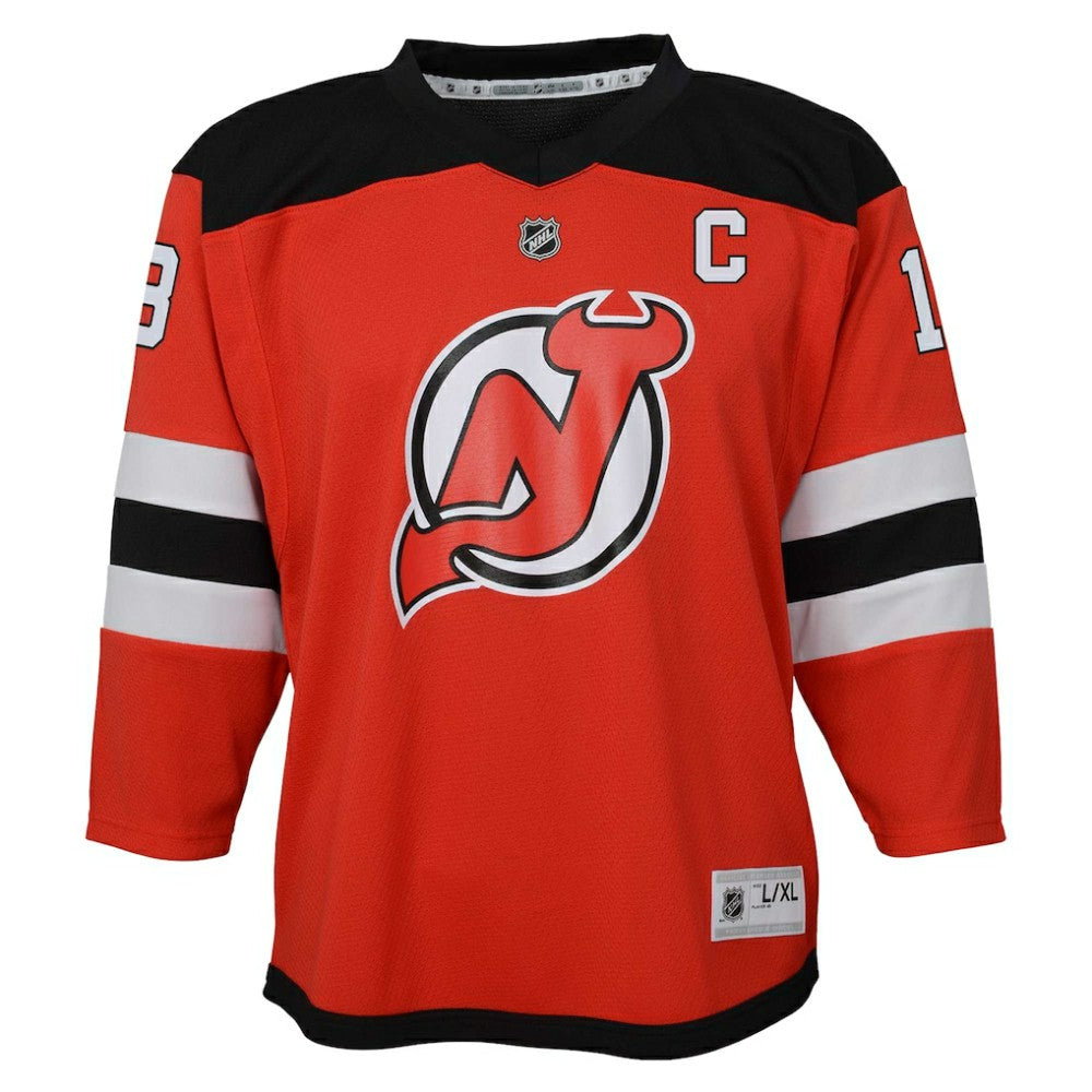 NHL Nico Hischier New Jersey Devils Youth Captain Patch Home Replica Player Jersey